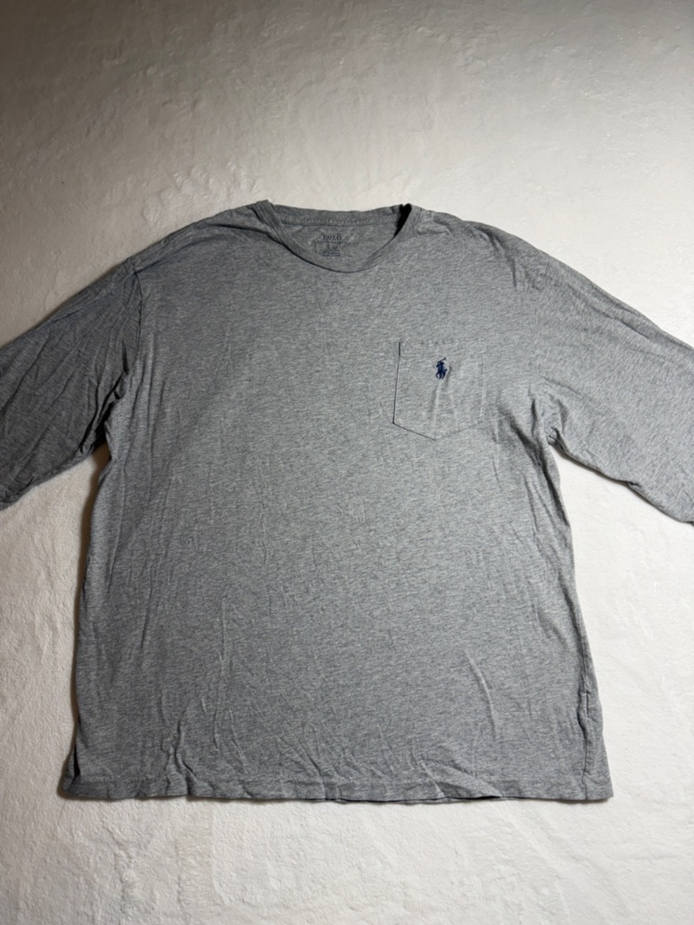 Ralph Lauren Heather Gray Long-Sleeve Pocket Tee with Navy Horse